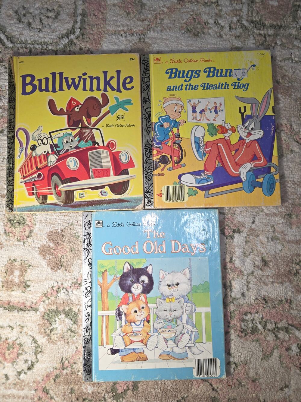Lot of 3 Little Golden books- Bullwinkle, Bugs Bunny, Good old Days
